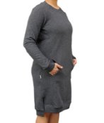 Ladies hemp and organic cotton fleece dress in steel colour