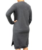 Ladies hemp and organic cotton fleece dress in steel colour