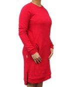 Ladies hemp and organic cotton fleece dress in red colour