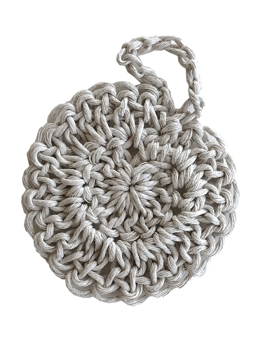 plastic-free reusable scrubber handmade from sustainable hemp twine