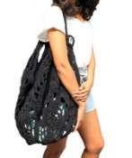 Hemp Twine Moon Beach Bag Black size reference