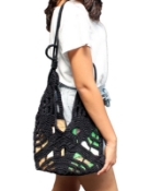 Hemp Twine Moon Basket Black Size Reference