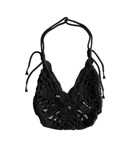 Hemp Twine Moon Basket Black Size Reference