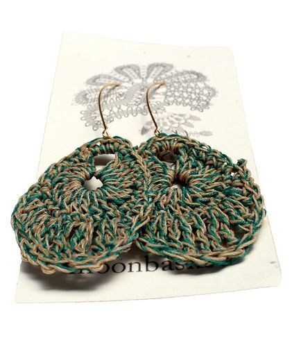 Moonbasket Hemp Twine Earrings Teal