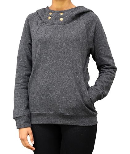 Cypress hemp hooded top in black melange