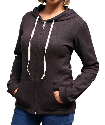 Ladies hemp spring zip up black 